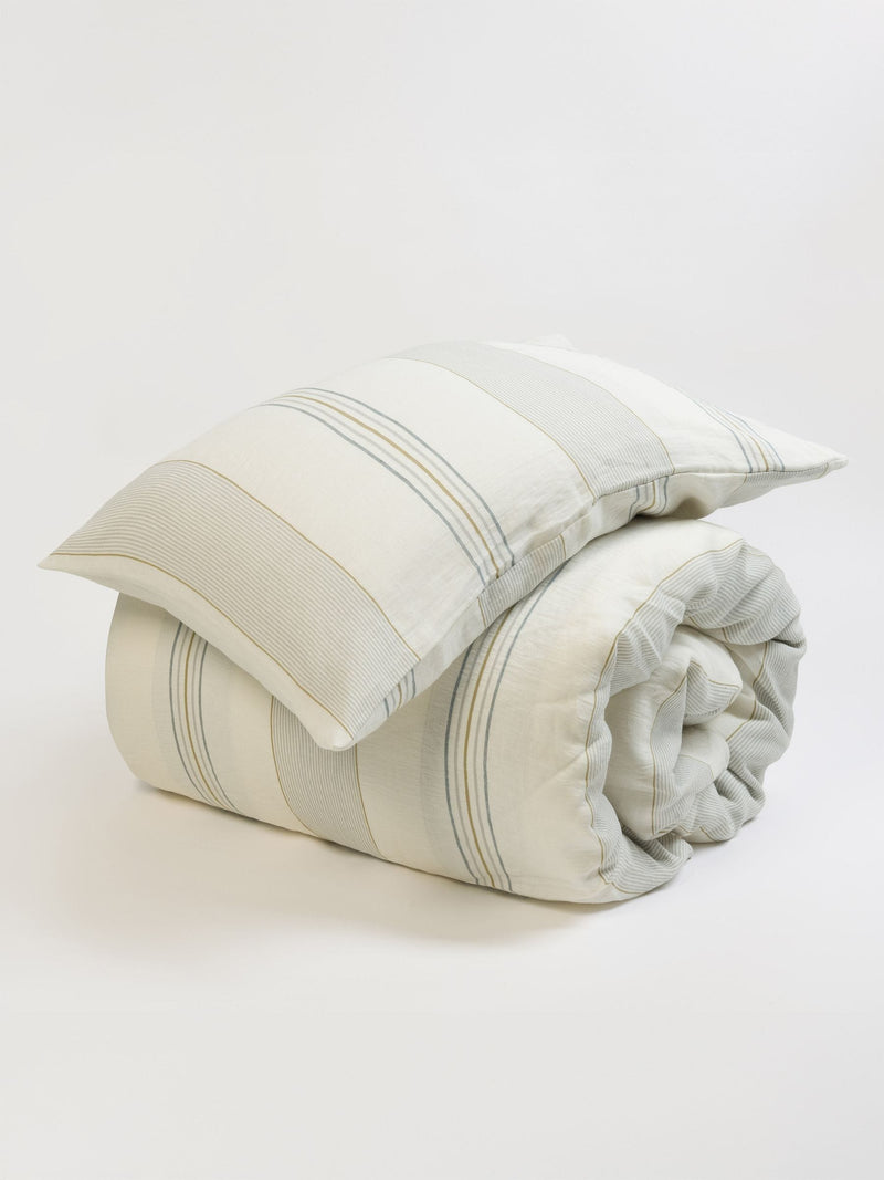 Secret Linen Store cream blue stripe pillowcase, imported from the UK
