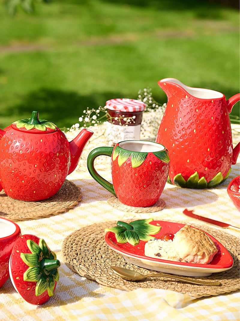 Widdop ceramic strawberry red sugar bowl 10cm (British brand)