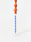 Oliver Bonas blue twisted stem tall glass candle holder (British brand)