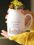PMC ceramic wild flower jug vase with personalisation (British brand)