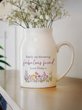 PMC ceramic wild flower jug vase with personalisation (British brand)