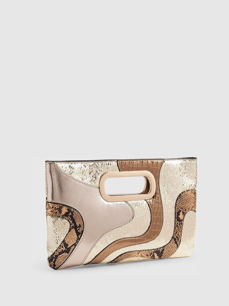 River Island Gold Terry De Havilland Swirl Clutch Bag (British brand)