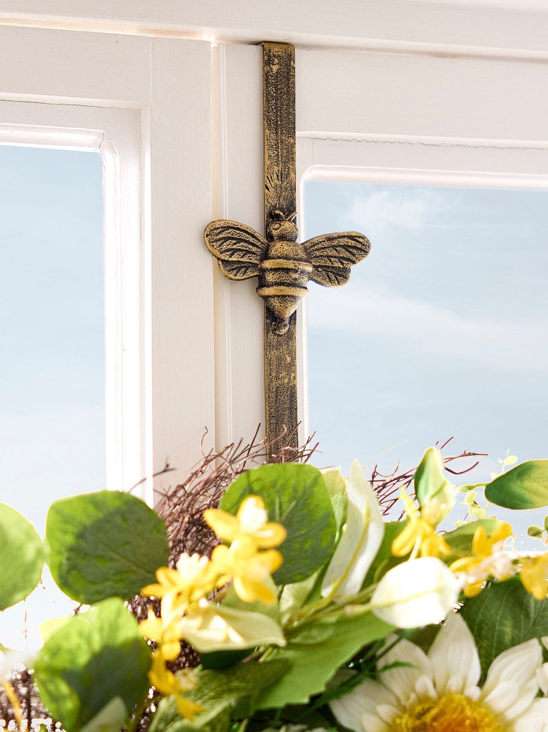 Dibor Gold Wreath Hanger door hook with bee ornament, UK version