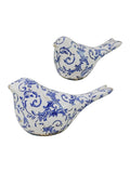 Dibor Blue Botanical bird ornaments pair, imported from the UK