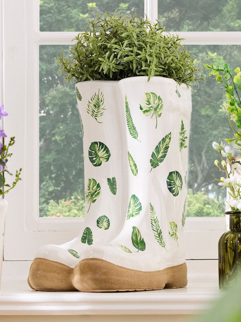 Dibor white ceramic welly boot planter 29.5cm - British product
