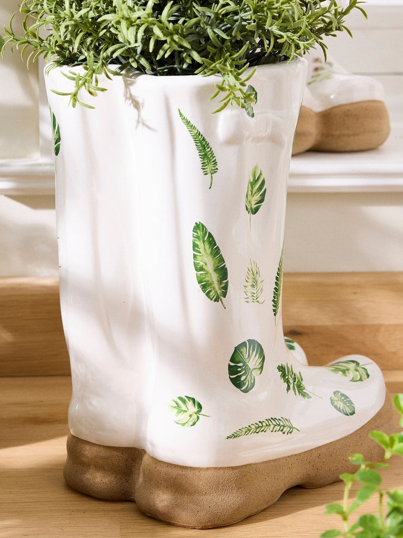 Dibor white ceramic welly boot planter 29.5cm - British product