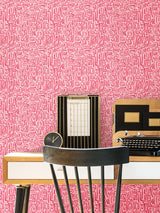 Next Hoopla Walls Raspberry Maze Squiggle Wallpaper 10m- Buy online at McGrocer