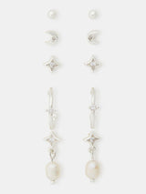 Next Accessorize Sterling Silver Plated Sparkle Pearl Earrings 5 Pack- Buy online at McGrocer