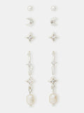 Accessorize sterling silver plated pearl earrings 5 pack - British product