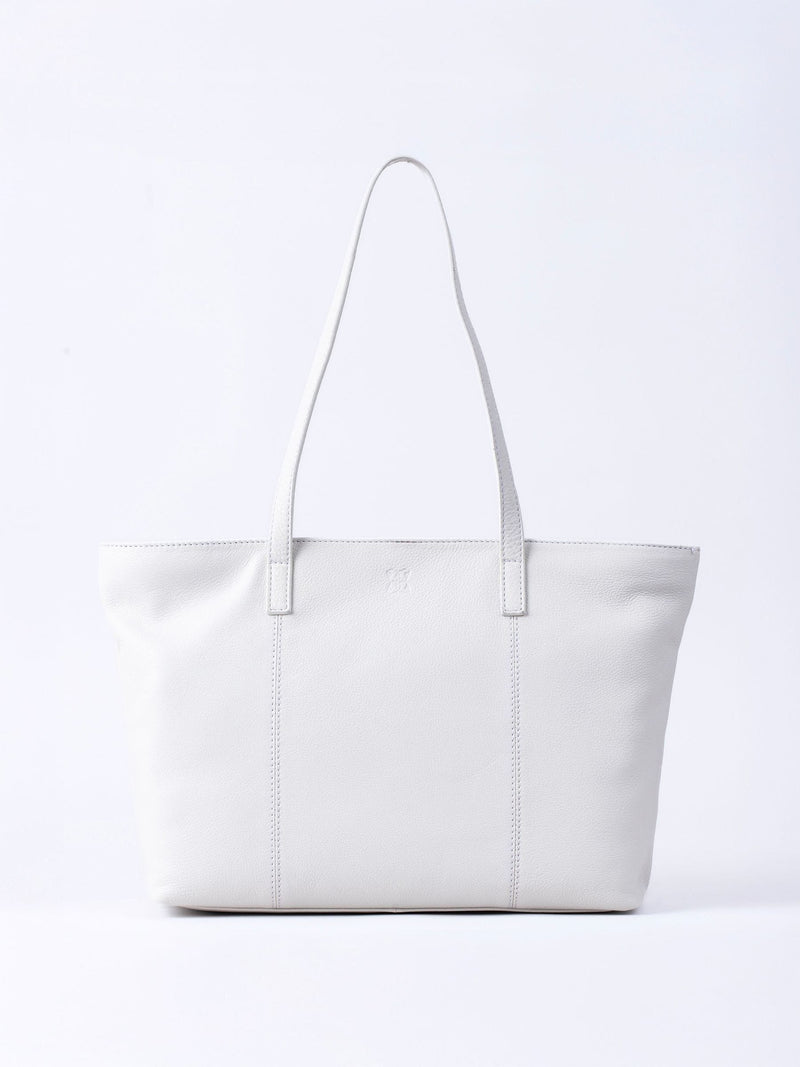 Lakeland Leather Torver Classic tote in white, imported from the UK