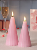 Lights4fun set of 2 ridged cone candles 13cm - British product