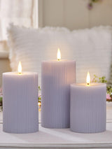 Next Lights4fun Set of 3 Ribbed Pillar Candles with Infrared Remote Control- Buy online at McGrocer