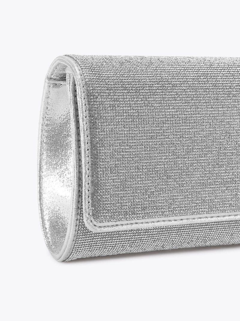 Carvela Silver Gemma clutch bag with crystal embellishment, imported from the UK