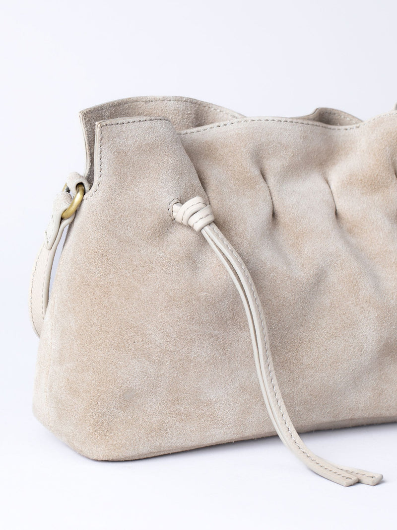 Lakeland Leather Santon suede cross-body bag nude - British product