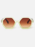 Oliver Bonas green hexagonal sunglasses with brown tinted lenses (British brand)