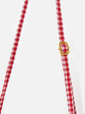 Oliver Bonas red gingham bow clutch bag with gold zip, UK version