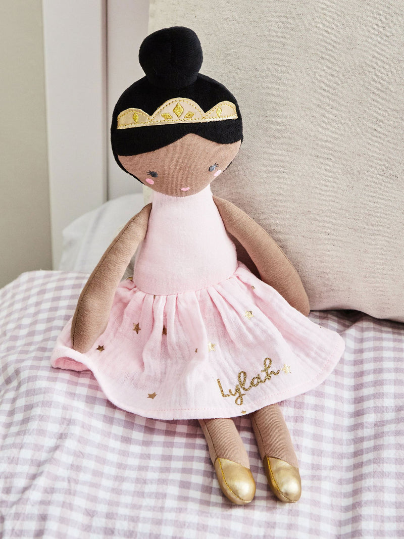 My 1st Years personalised ballerina doll with dark hair and pink skirt (British brand)