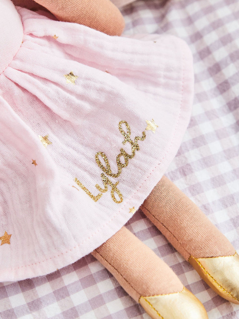 My 1st Years personalised ballerina doll with dark hair and pink skirt (British brand)