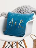 No Ordinary Gift couples initials velvet cushion 45x45 cm (British brand)