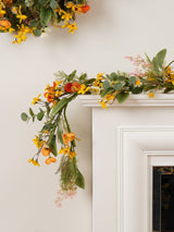 Next Scottish Everlastings Ltd Rustic Forsythia and Poppy Artificial Flower Garland, 150cm- Buy online at McGrocer