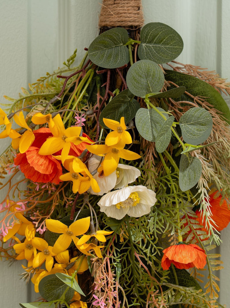 Scottish Everlastings artificial forsythia poppy swag 55cm - British product