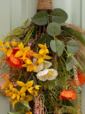 Scottish Everlastings artificial forsythia poppy swag 55cm - British product