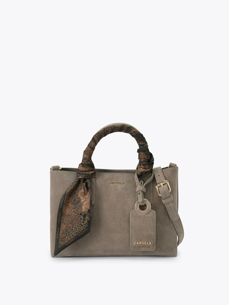 Carvela Nina mini tote bag in taupe suede (British brand)