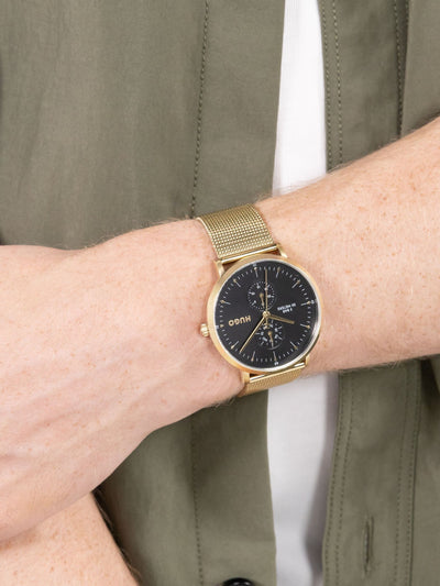 Next HUGO Gold Tone Light PVD Mesh Bracelet Men's Watch, 40mm- Buy online at McGrocer