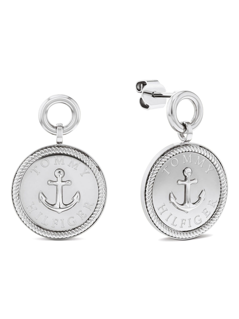 Tommy Hilfiger silver tone nautical charm earrings, imported from the UK