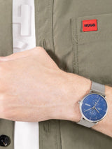 Next HUGO Style 40mm Stainless Steel Mesh Bracelet Blue Dial Watch- Buy online at McGrocer
