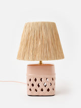 Next Oliver Bonas Pink Savina Ceramic Raffia Desk & Table Lamp- Buy online at McGrocer
