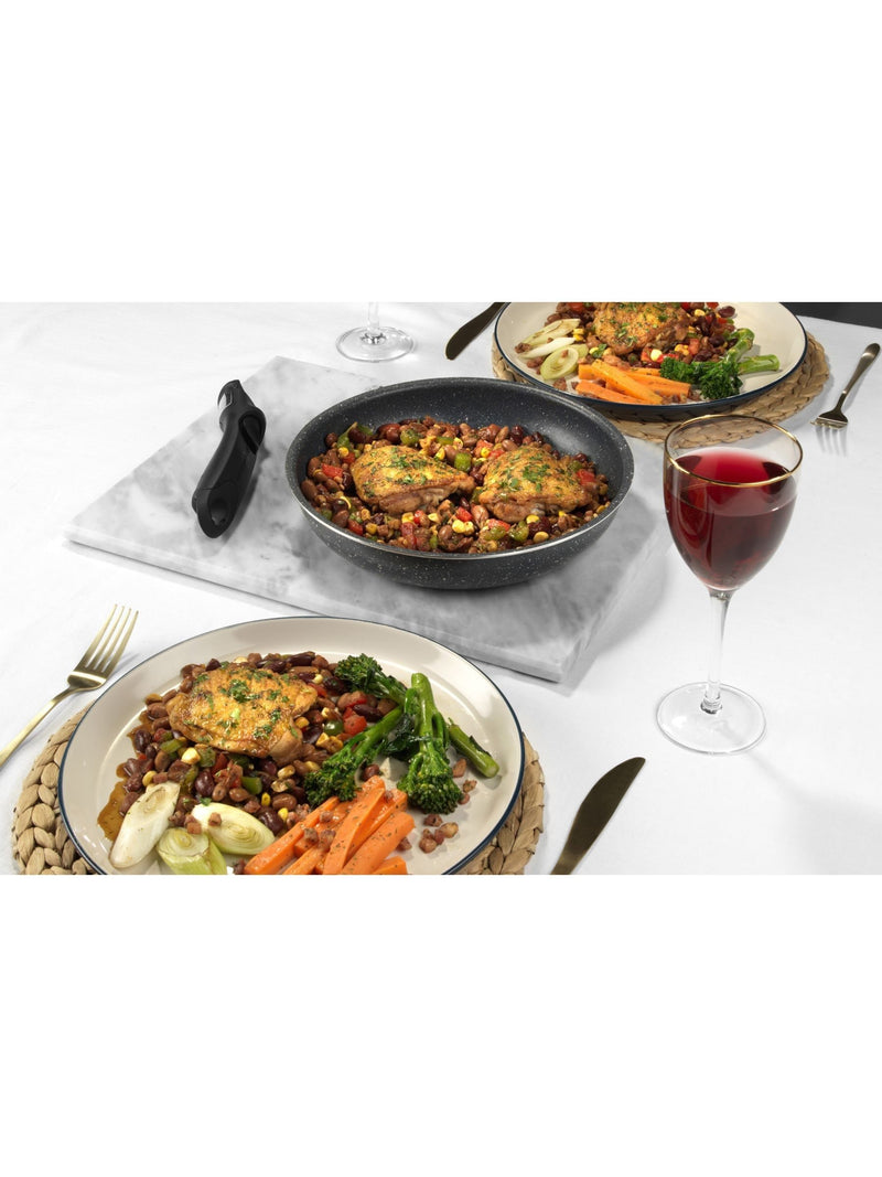 Russell Hobbs 3 piece stone pans set with clip handle - British product