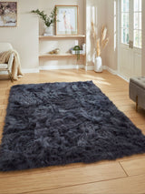 Next Think Rugs Navy Polar Plush Plain Shaggy Rug- Buy online at McGrocer