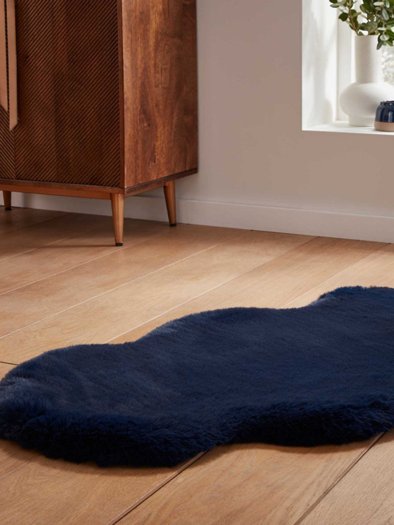 Think Rugs Navy Super Teddy shaggy rug 60x90cm (British brand)