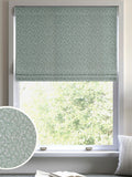 Sage green Shelby Roman blind with floral print, UK version