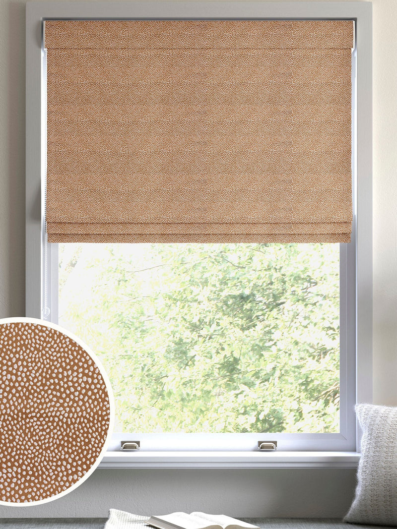 Ginger Orange stipple roman blind, made to measure, UK version
