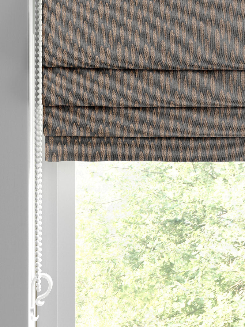 Bronze roman blinds with jacquard texture, made to measure - British product