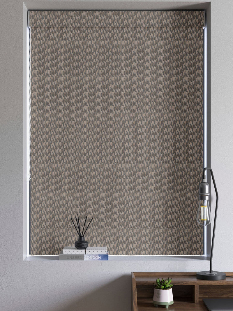 Bronze roman blinds with jacquard texture, made to measure - British product