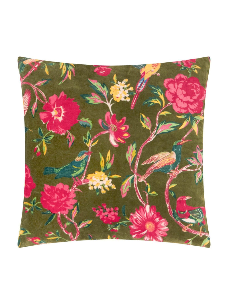 Wylder Woodgrove Green Aviary cushion 50x50 (British brand)