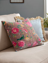 Next Wylder Mink Aviary Cotton Velvet Fibre Filled Cushion 50x50cm- Buy online at McGrocer