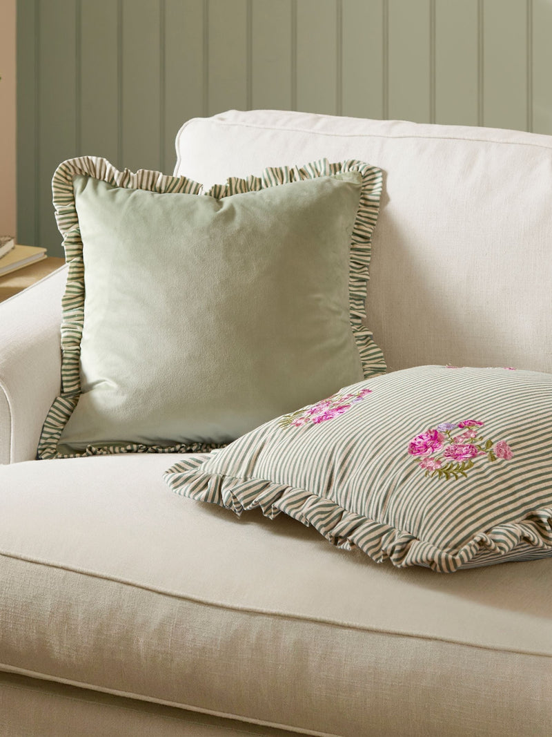 Wylder sage embroidered cushion 50x50, imported from the UK