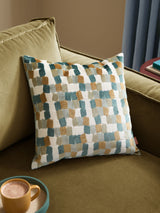 Next Metro Blocks Velvet Jacquard Feather Filled Cushion 45x45- Buy online at McGrocer