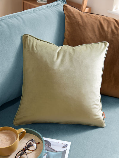 Next Furn Meridian Velvet Fibre Filled Cushion 45x45cm Sage/Green- Buy online at McGrocer