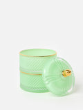 Oliver Bonas mint green glass stacking storage pot, imported from the UK