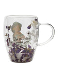 Disney Princess Jasmine floral glass mug with dried flowers (British brand)