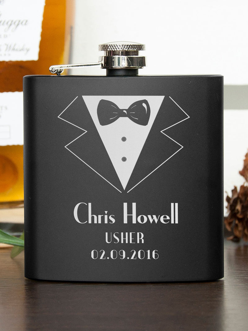 Treat Republic personalised groomsman matte hip flask 6oz (British brand)