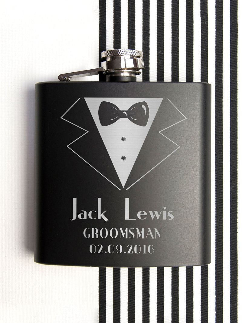 Treat Republic personalised groomsman matte hip flask 6oz (British brand)