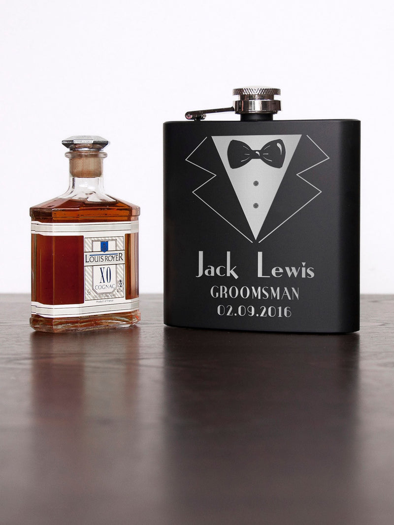 Treat Republic personalised groomsman matte hip flask 6oz (British brand)