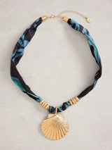 Next White Stuff Blue Shell Pendant Scarf Necklace- Buy online at McGrocer