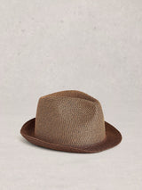 Next White Stuff Dark Natural Trilby Hat- Buy online at McGrocer